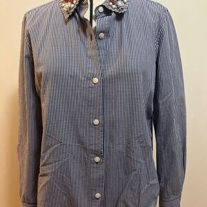 Draper James Clementine Shirt Embellished Collar Size 6 Gingham NWT